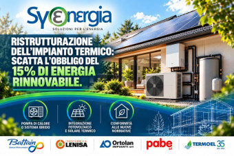 Ristrutturazione dell'impianto termico: scatta l&rsquo;obbligo del 15% di energia rinnovabile